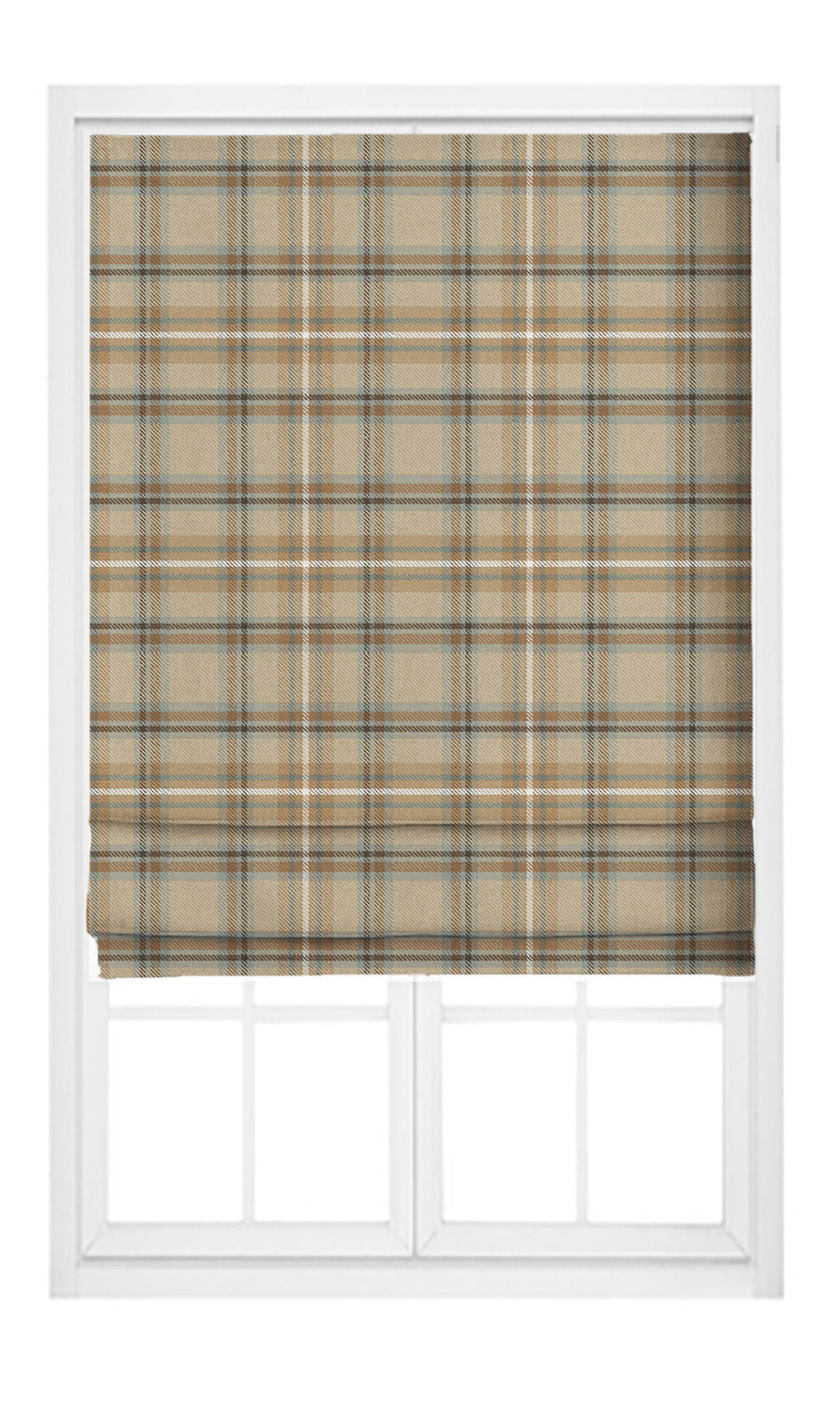 Tweed Plaid Velvet Pinch Pleat, Rod Pocket, Eyelet Curtains (Beige/ Brown/ Duck Egg Blue)