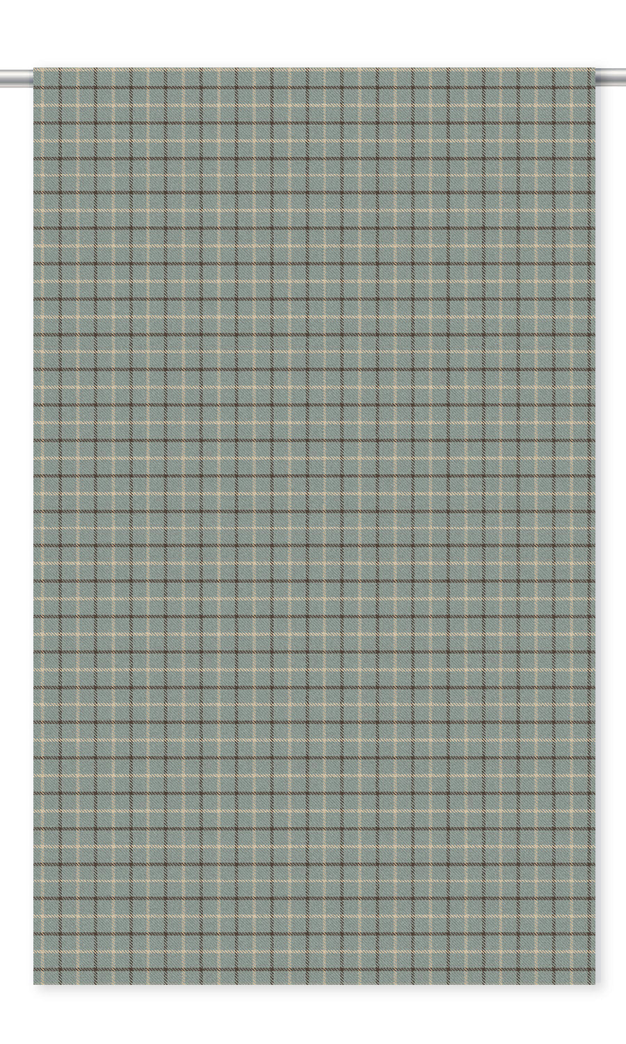 Tattersall Check Velvet Drapes (Duck Egg Blue/ Brown)
