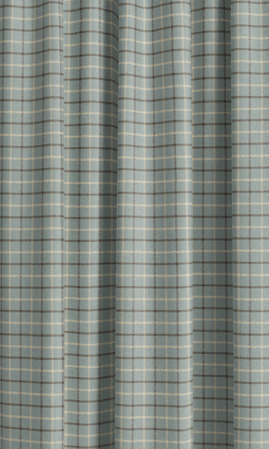 Tattersall Check Velvet Drapes (Duck Egg Blue/ Brown) Extra Long Short Wide