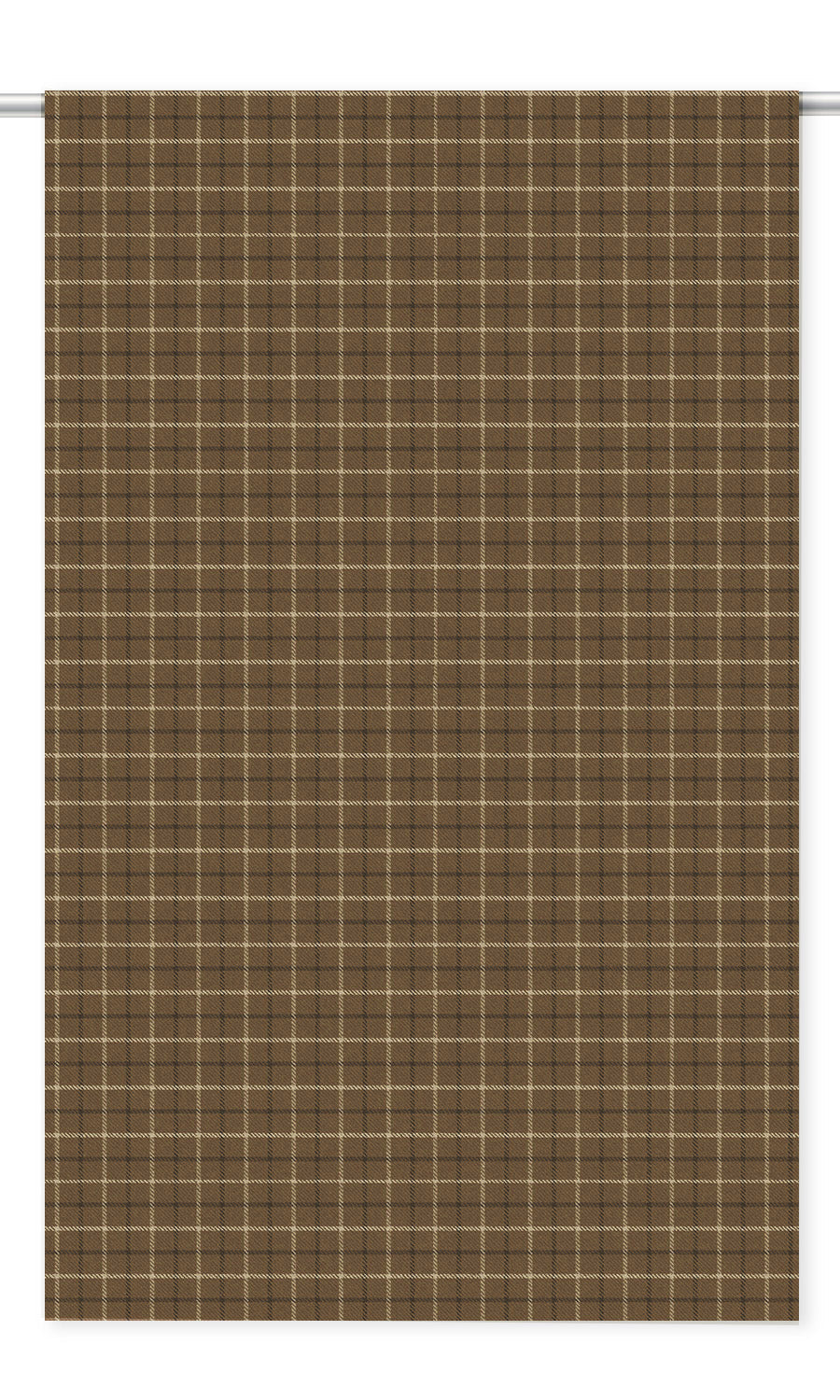 Tattersall Check Velvet Window Curtains (Tawny Brown/ White/ Dark Gray)
