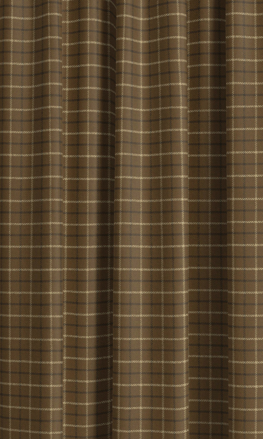 Tattersall Check Velvet Window Curtains (Tawny Brown/ White/ Dark Gray) Extra Long Short Wide