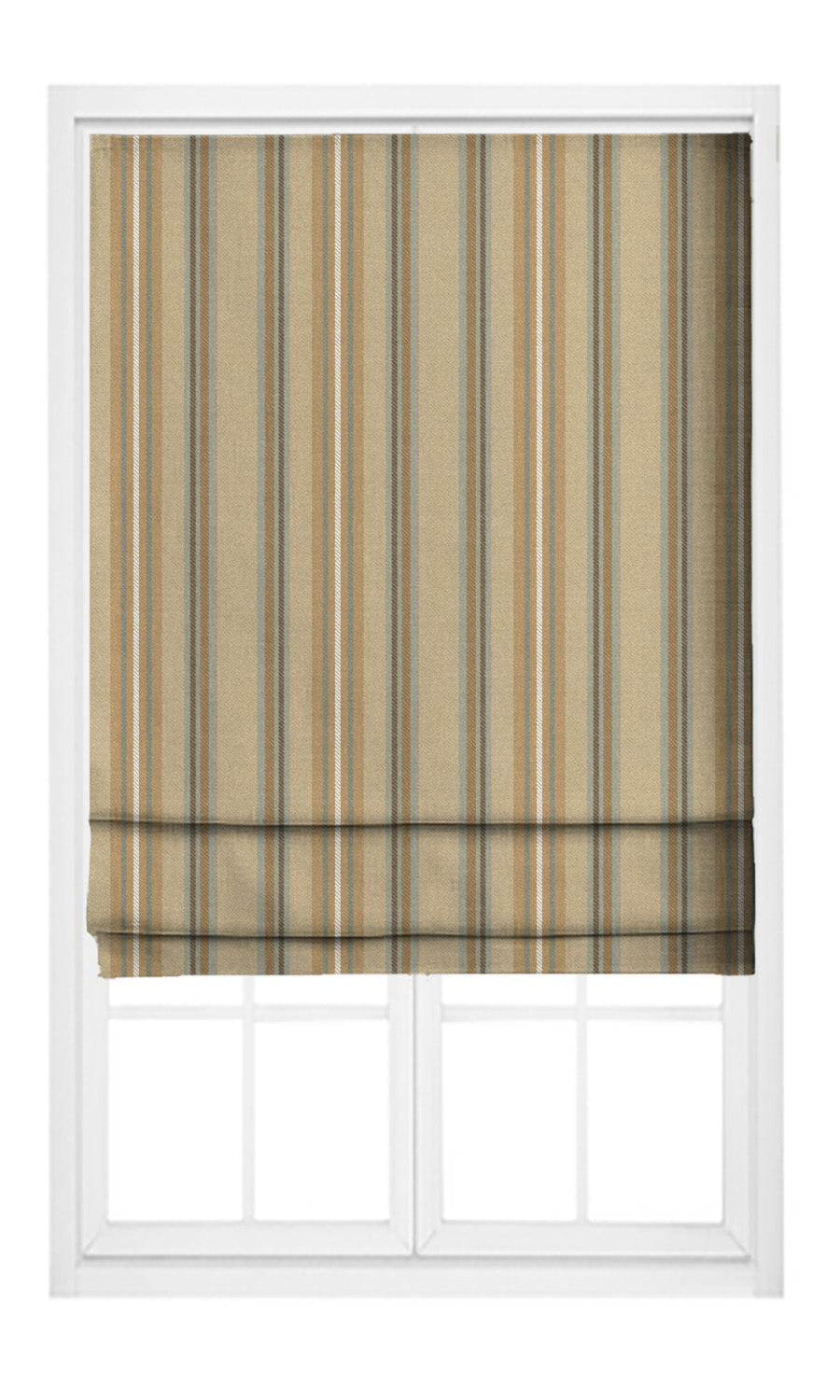 Striped Velvet Flat, Plain, Fake, Faux, European Relaxed Roman Shades (Tan/ Caramel/ Cinnamon Brown)