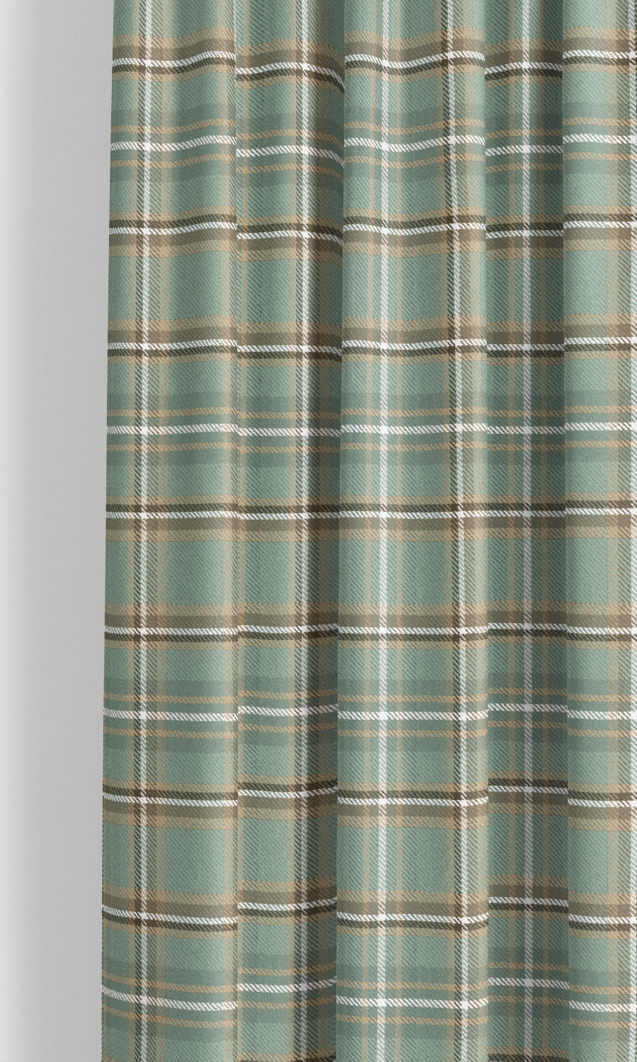Tweed Plaid Velvet Window Shades (Pastel Green/ Olive Brown/ Beige) for Living, Bedroom, Kitchen, Bathroom