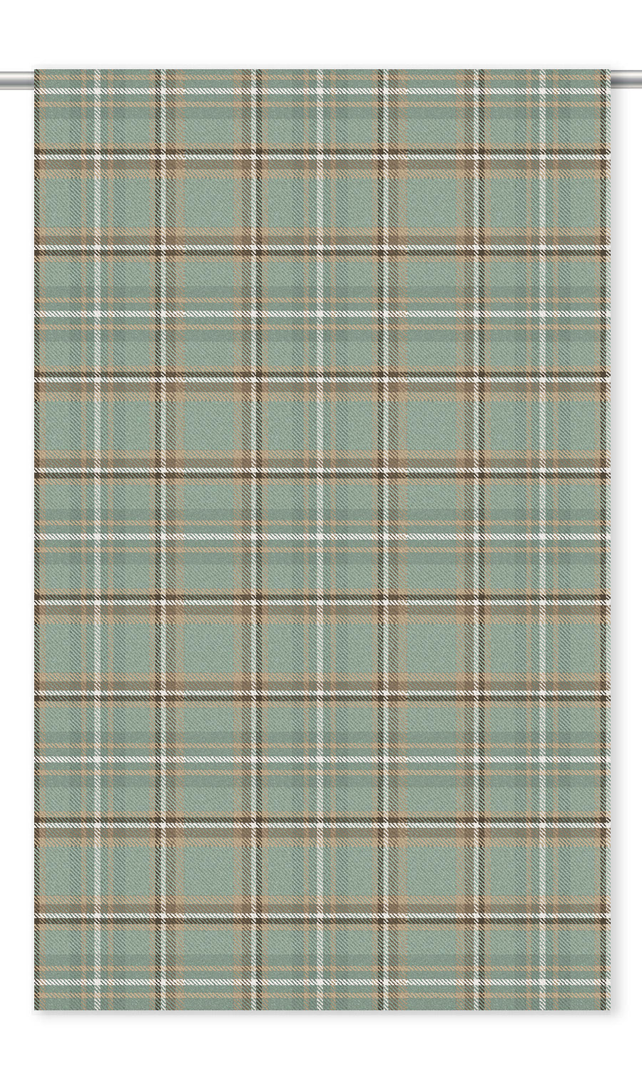 Tweed Plaid Velvet Drapes (Pastel Green/ Olive Brown/ Beige)