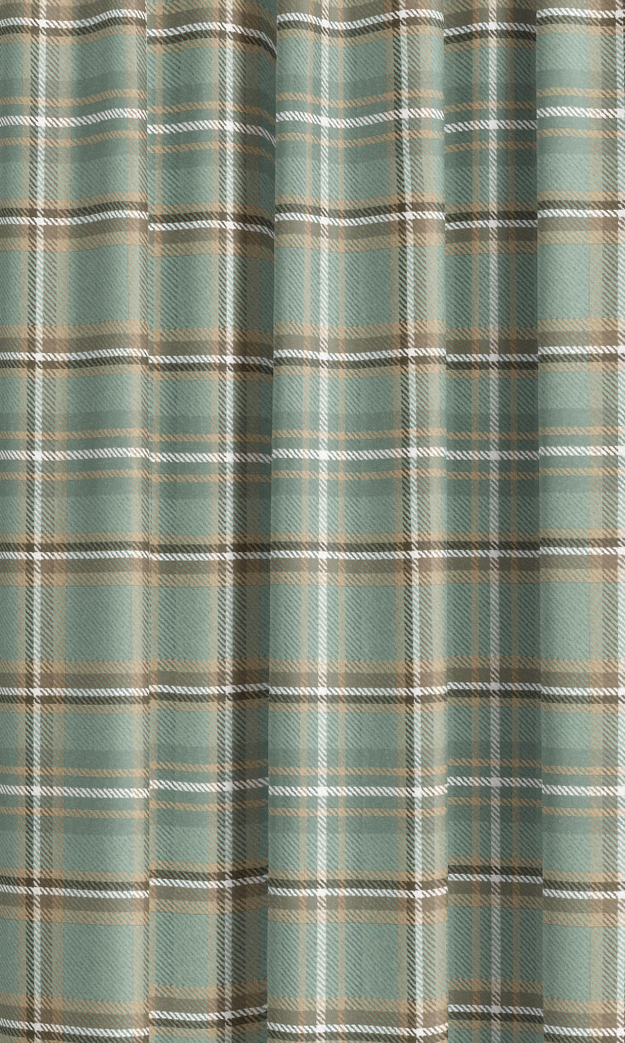 Tweed Plaid Velvet Drapes (Pastel Green/ Olive Brown/ Beige) Extra Long Short Wide