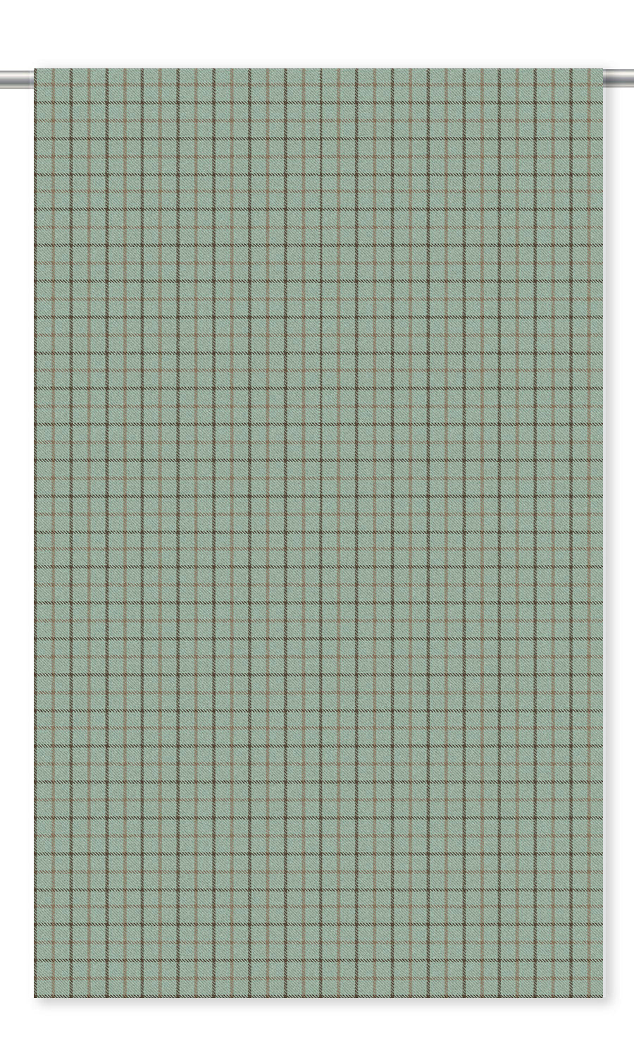 Tattersall Check Velvet Window Curtains (Duck Egg Blue/ Brown)