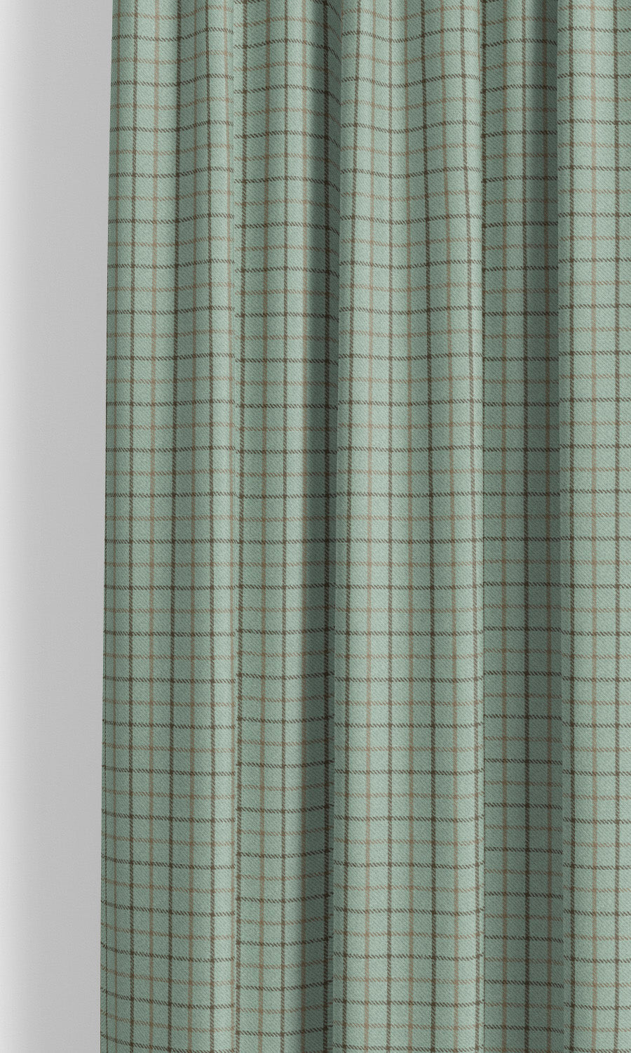 Tattersall Check Velvet Window Curtains for Living, Bedroom, Kitchen, Bathroom (Duck Egg Blue/ Brown)