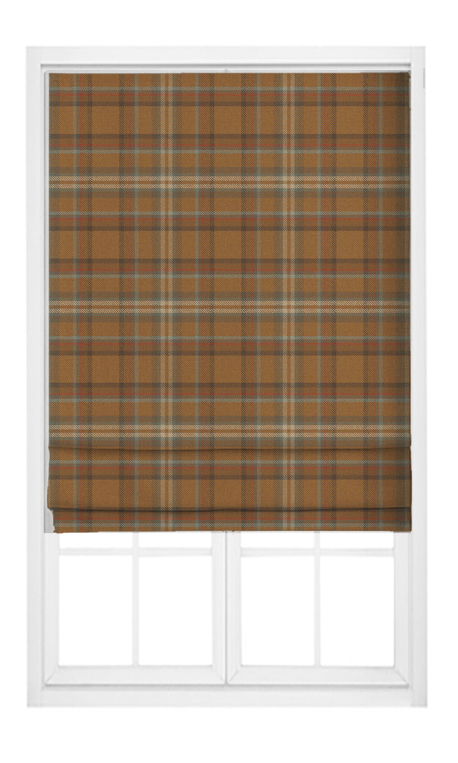 Tweed Plaid Velvet Pinch Pleat, Rod Pocket, Eyelet Curtains (Tawny Brown/ Brick Red/ Duck Egg Blue)