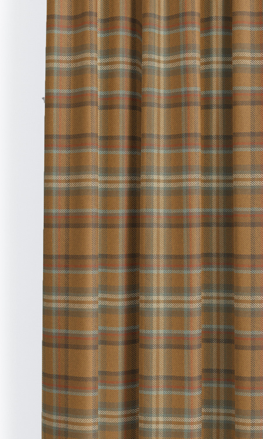 Tweed Plaid Velvet Curtain Panels for Living, Bedroom, Kitchen, Bathroom (Tawny Brown/ Brick Red/ Duck Egg Blue)
