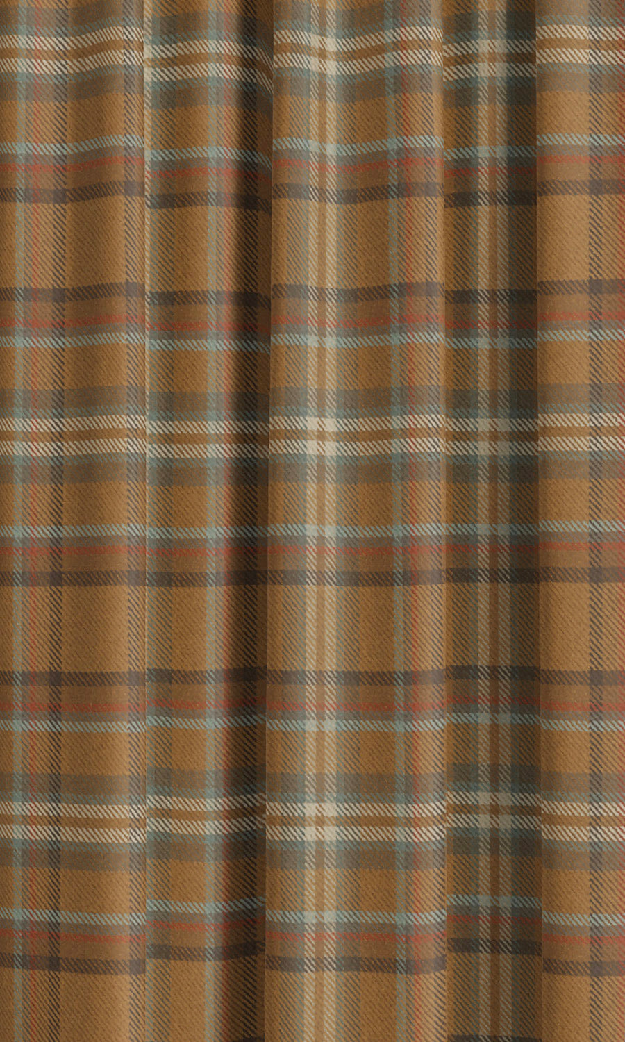 Tweed Plaid Velvet Window Shades (Tawny Brown/ Brick Red/ Duck Egg Blue) Extra Long Short Wide