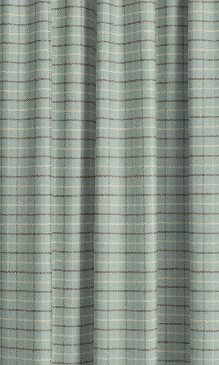 Tattersall Check Velvet Roman Shades (Powder Blue/ Brown) Extra Long Short Wide