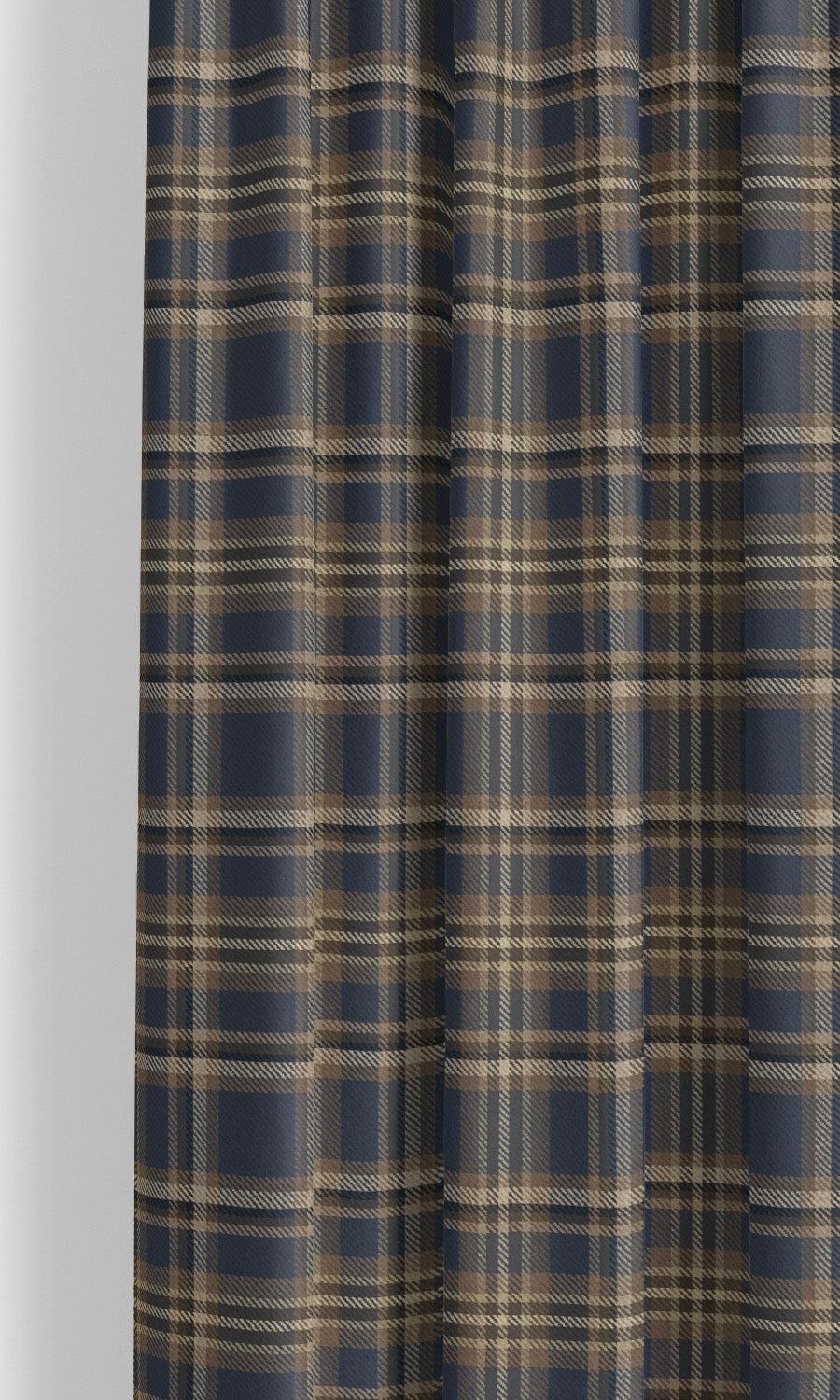 Tweed Plaid Velvet Drapery for Living, Bedroom, Kitchen, Bathroom (Charcoal Gray/ Peanut Brown/ White)