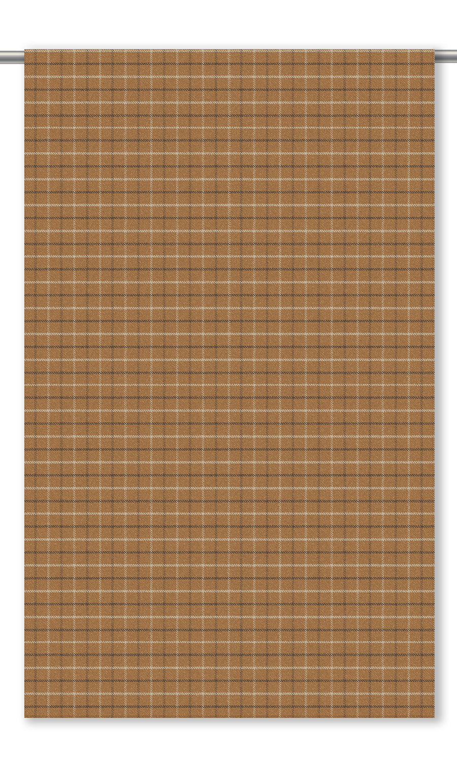 Tattersall Check Velvet Window Curtains (Tawny Brown/ Hickory Brown/ White)