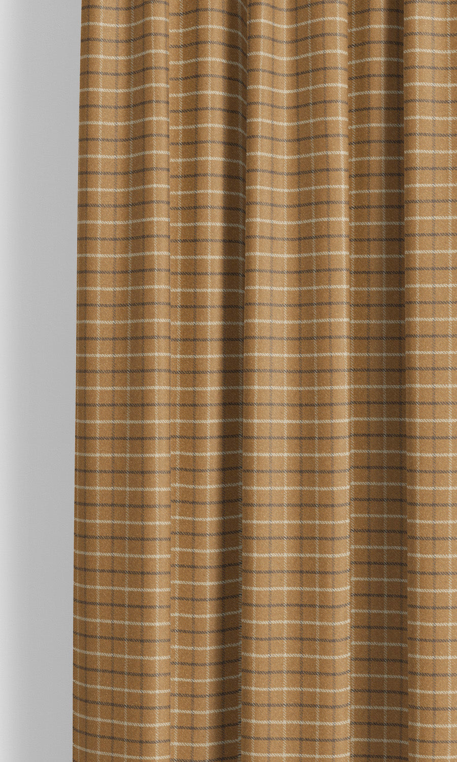 Tattersall Check Velvet Window Curtains for Living, Bedroom, Kitchen, Bathroom (Tawny Brown/ Hickory Brown/ White)