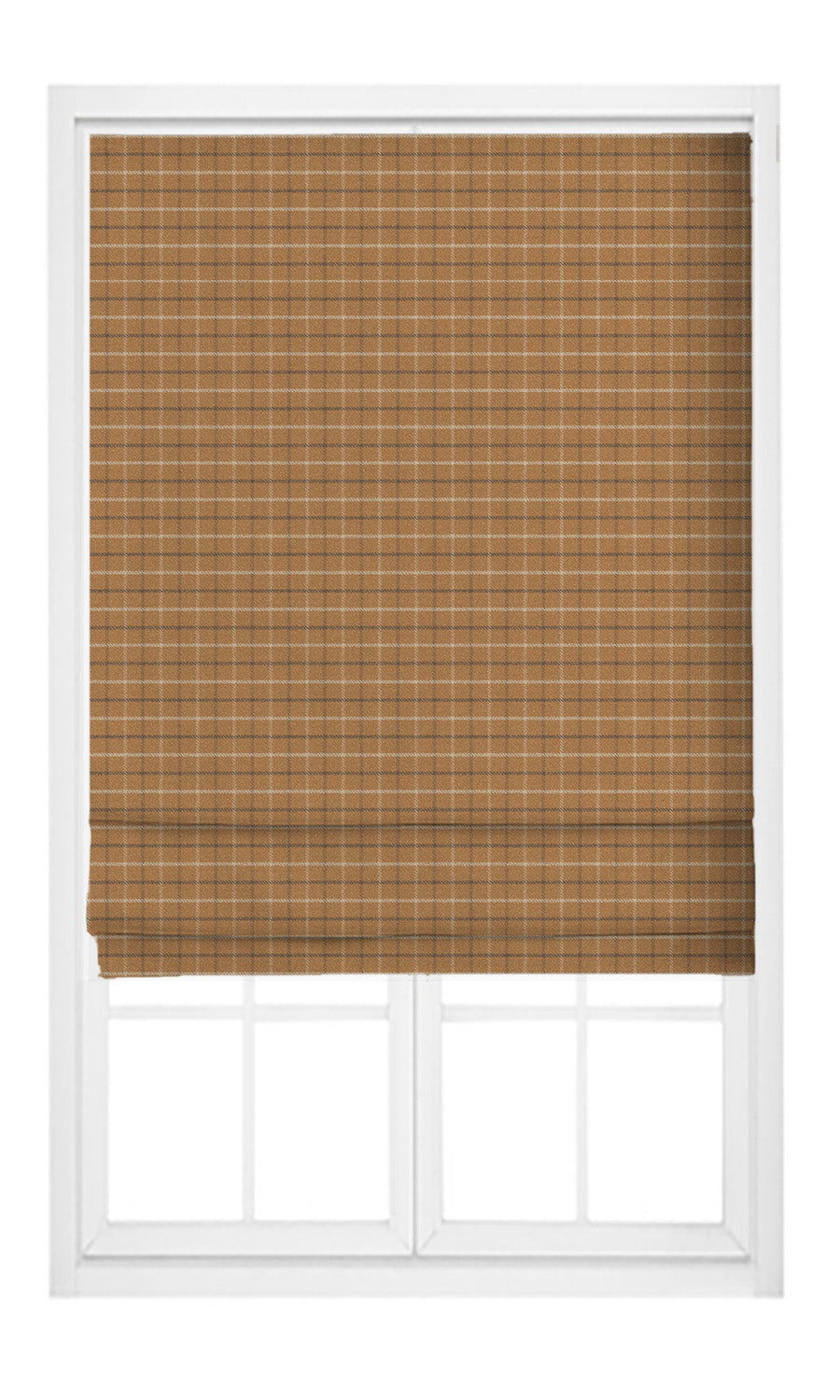 Tattersall Check Velvet Pinch Pleat, Rod Pocket, Eyelet Curtains (Tawny Brown/ Hickory Brown/ White)