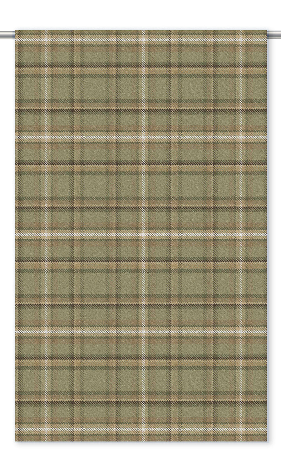 Tweed Plaid Velvet Drapery (Pastel Green/ Olive Green/ Dark Brown)