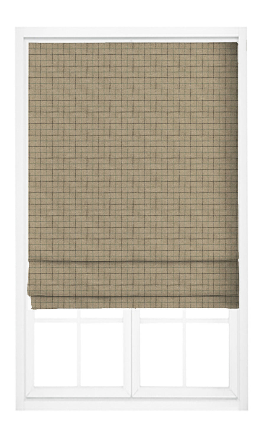 Tattersall Check Velvet Pinch Pleat, Rod Pocket, Eyelet Curtains (Biscotti Beige/ Olive Brown/ Olive Green)