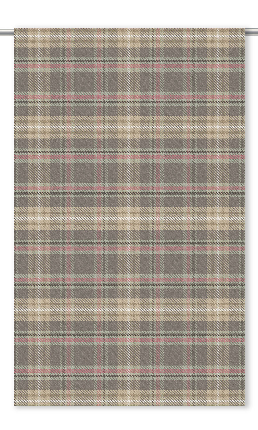 Tweed Plaid Velvet Window Curtains (Cinnamon Brown/ Pink/ Beige)