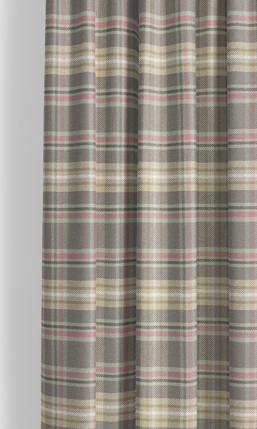 Tweed Plaid Velvet Window Curtains for Living, Bedroom, Kitchen, Bathroom (Cinnamon Brown/ Pink/ Beige)