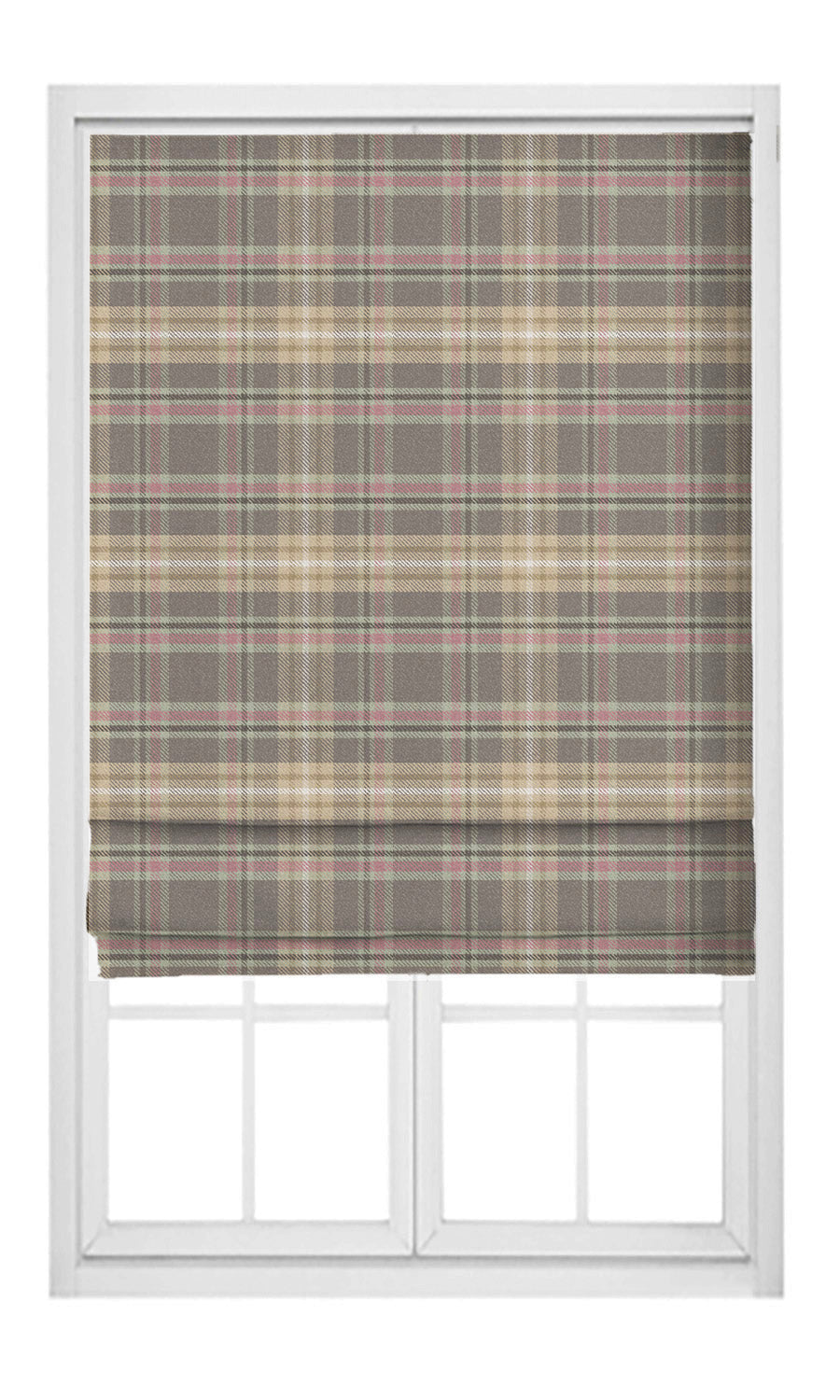 Tweed Plaid Velvet Pinch Pleat, Rod Pocket, Eyelet Curtains (Cinnamon Brown/ Pink/ Beige)