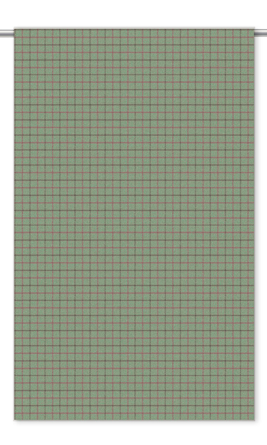 Tattersall Check Velvet Drapery (Pale Duck Egg Blue/ Dark Brown/ Pink)