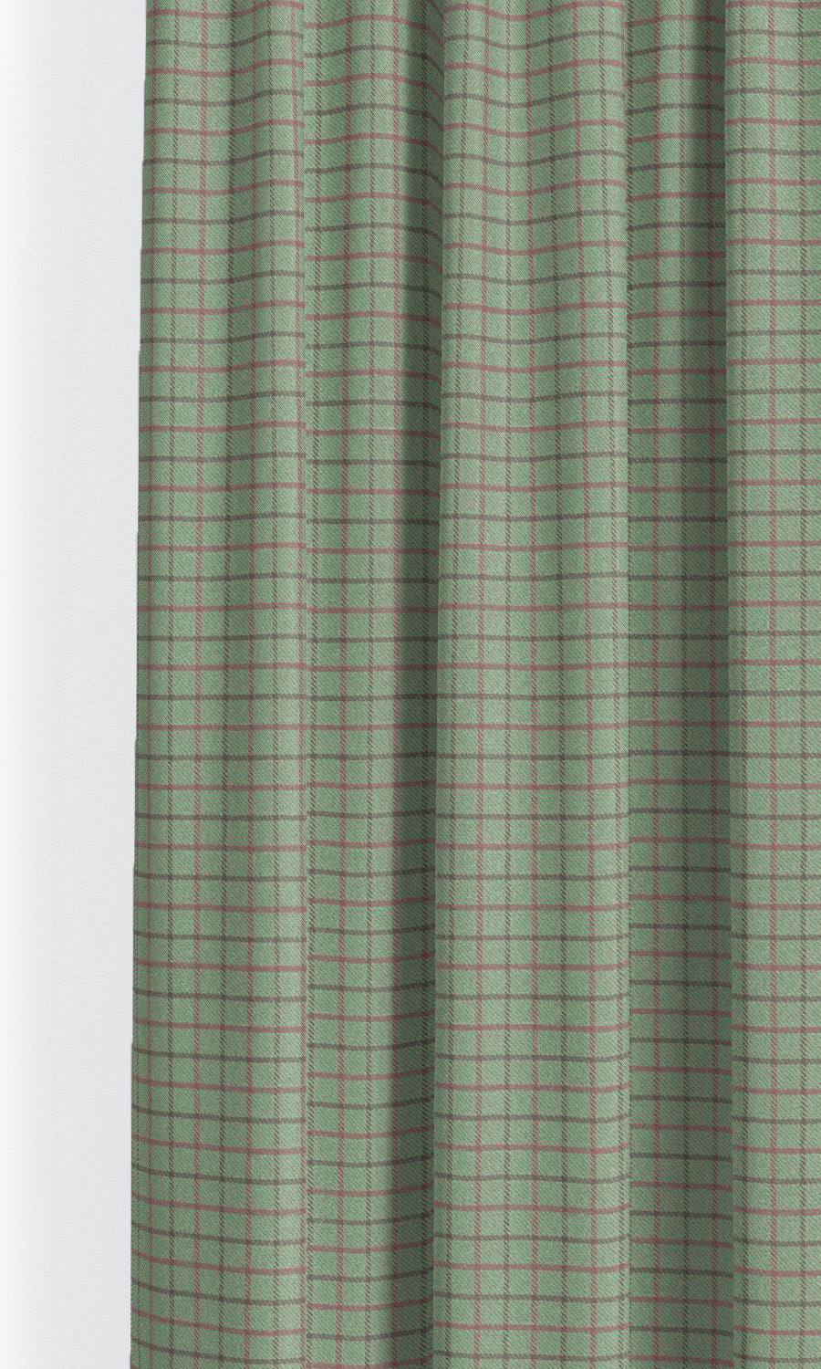 Tattersall Check Velvet Drapery for Living, Bedroom, Kitchen, Bathroom (Pale Duck Egg Blue/ Dark Brown/ Pink)
