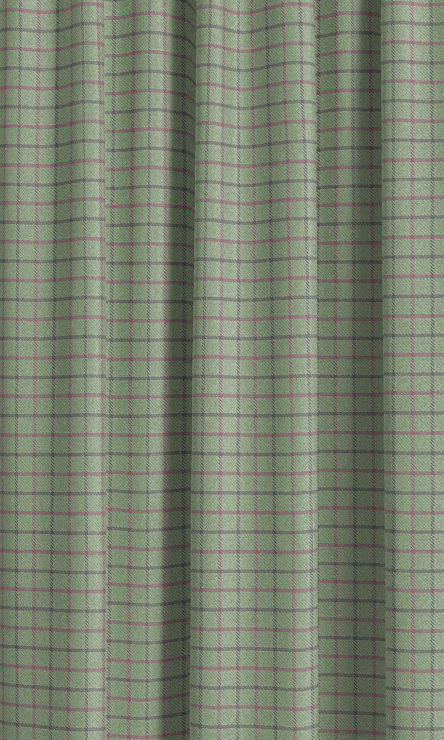 Tattersall Check Velvet Drapery (Pale Duck Egg Blue/ Dark Brown/ Pink) Extra Long Short Wide