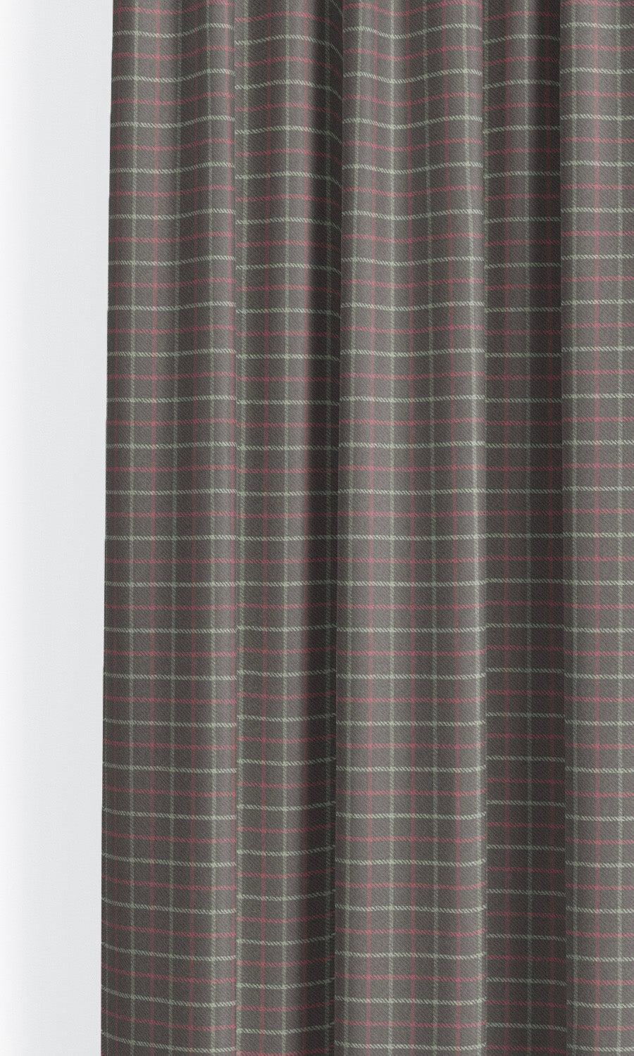Tattersall Check Velvet Curtain Panels for Living, Bedroom, Kitchen, Bathroom (Dusty Brown/ Pink/ White)