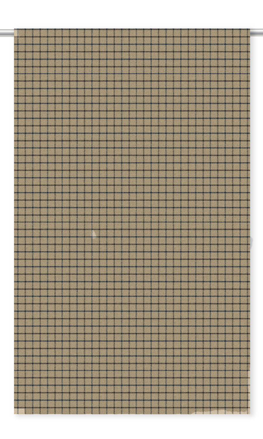 Tattersall Check Velvet Curtain Panels (Vanilla Beige/ Dark Brown/ Dark Gray)