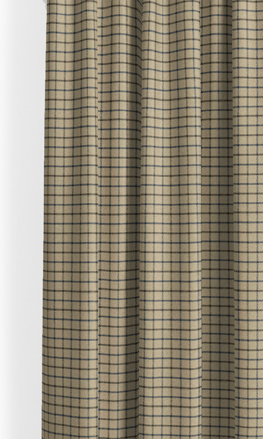 Tattersall Check Velvet Curtain Panels for Living, Bedroom, Kitchen, Bathroom (Vanilla Beige/ Dark Brown/ Dark Gray)