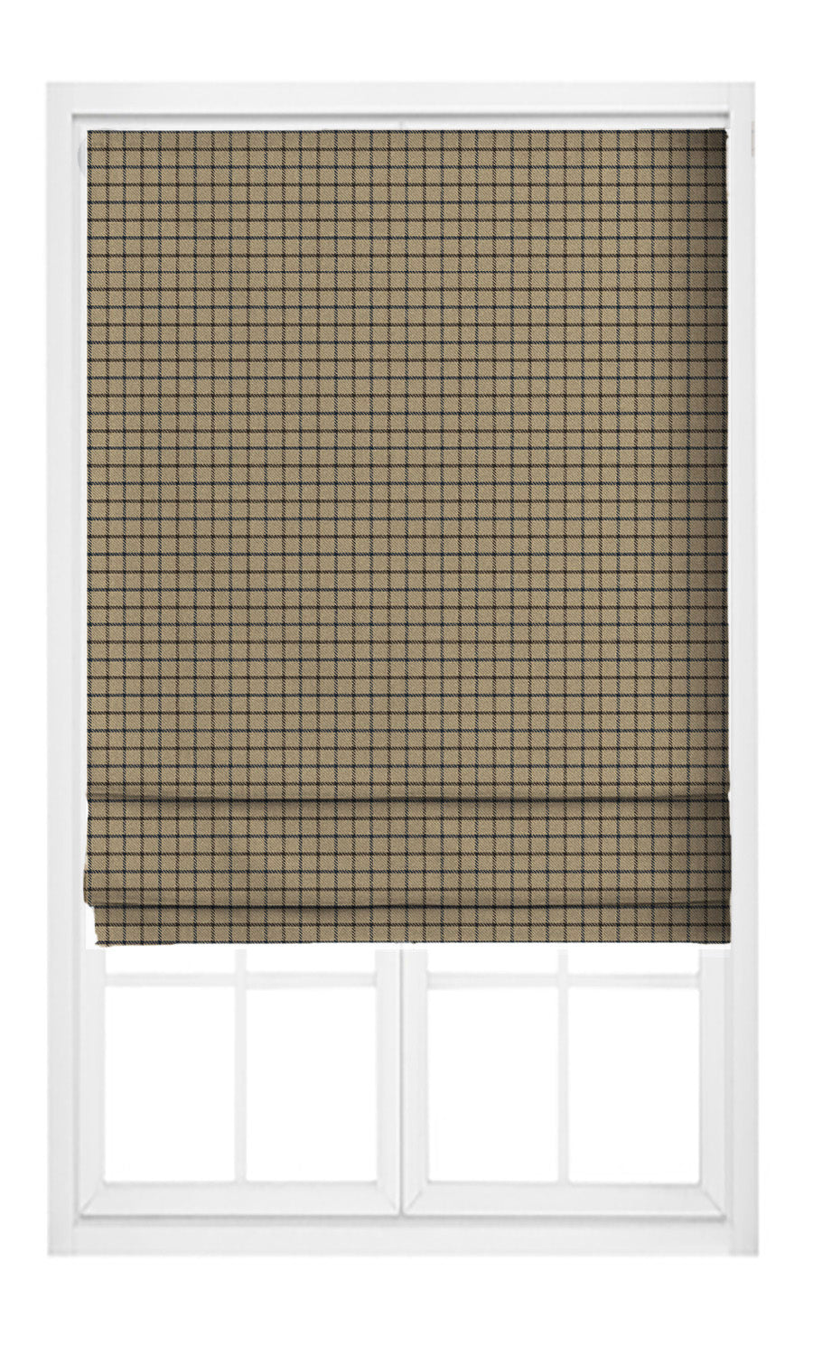 Tattersall Check Velvet Pinch Pleat, Rod Pocket, Eyelet Curtains (Vanilla Beige/ Dark Brown/ Dark Gray)