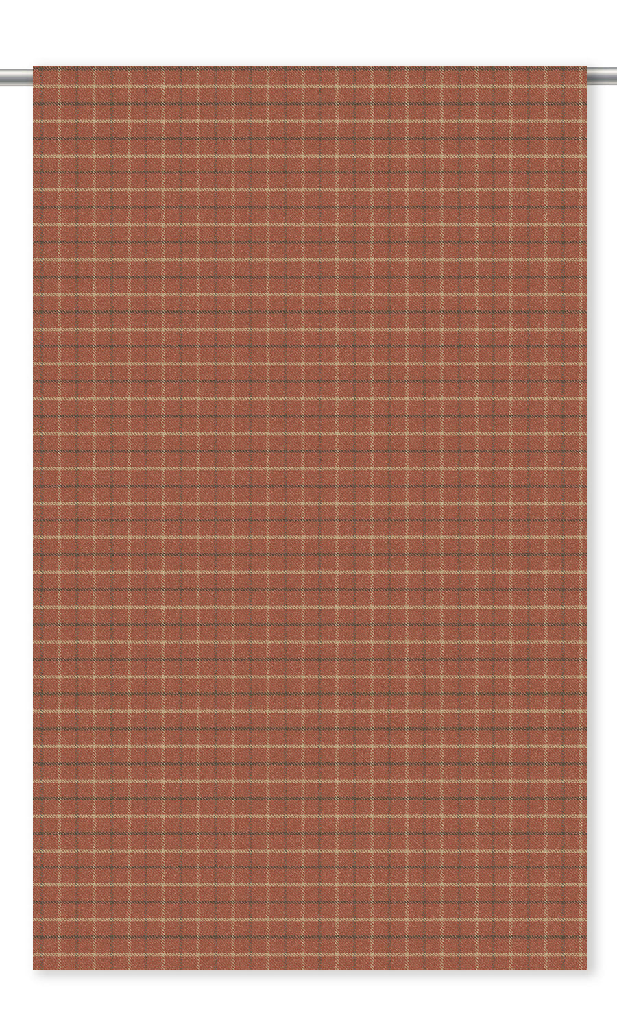Tattersall Check Velvet Window Curtains (Tawny Brown/ Dark Gray/ Beige)