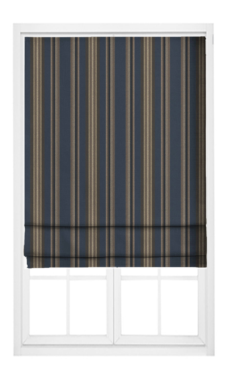 Striped Velvet Flat, Plain, Fake, Faux, European Relaxed Roman Shades (Midnight Blue/ Cinnamon Brown/ Beige)