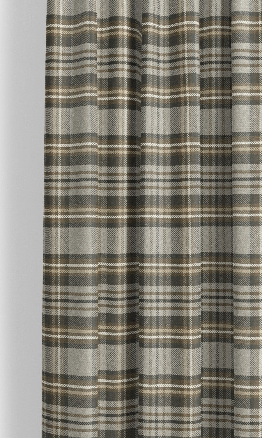 Tweed Plaid Velvet Window Curtains for Living, Bedroom, Kitchen, Bathroom (Beige/ Dark Brown)