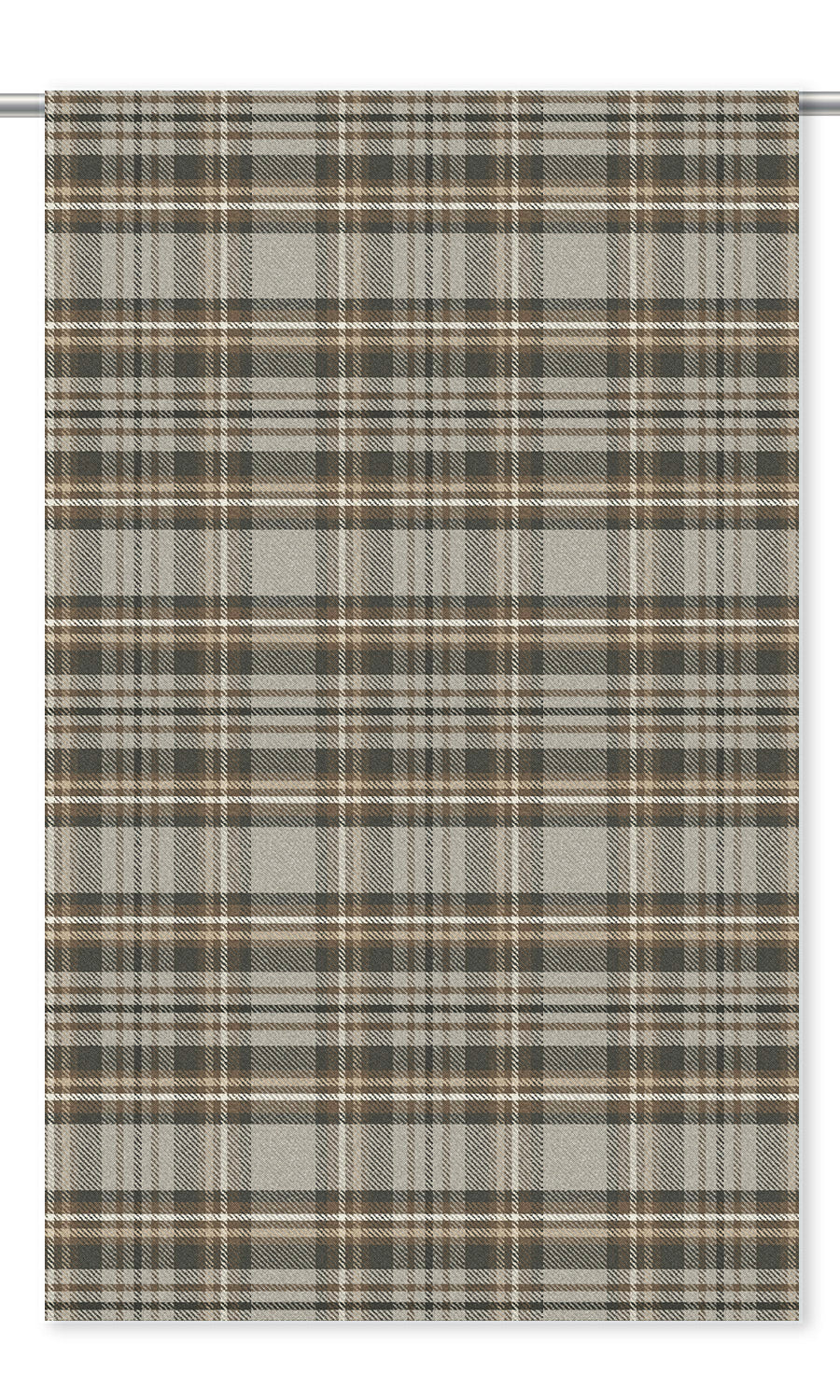 Tweed Plaid Velvet Window Curtains (Beige/ Dark Brown)