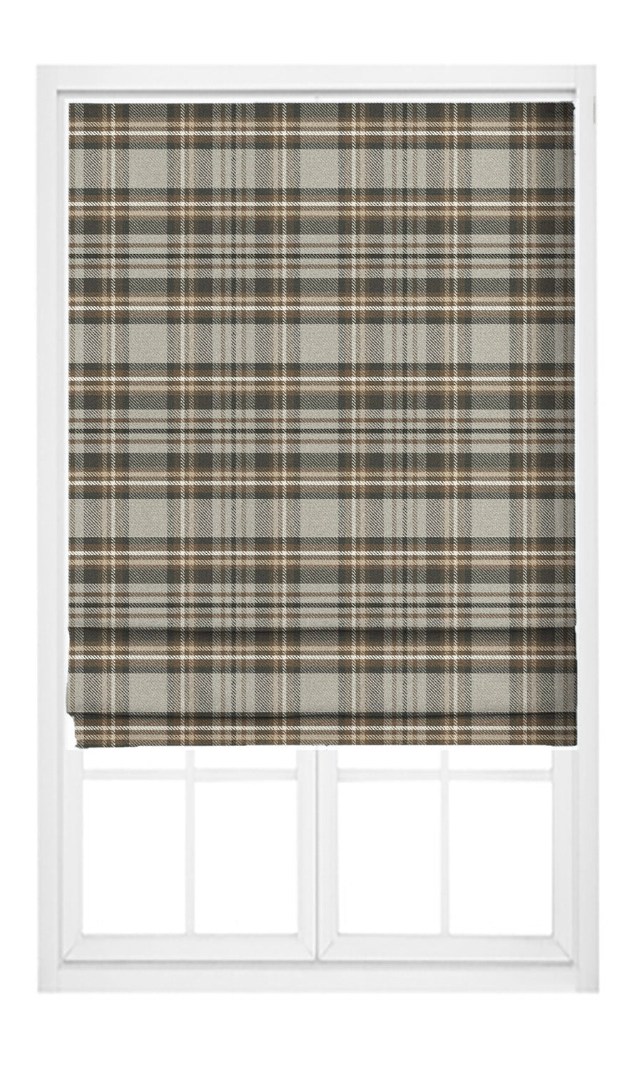 Tweed Plaid Velvet Pinch Pleat, Rod Pocket, Eyelet Curtains (Beige/ Dark Brown)