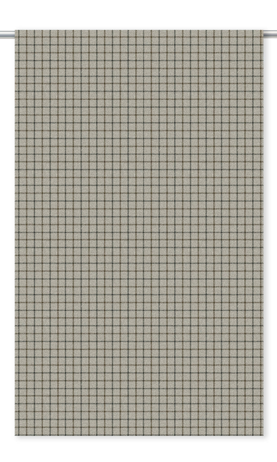 Tattersall Check Velvet Drapery (Beige/ Dark Brown)