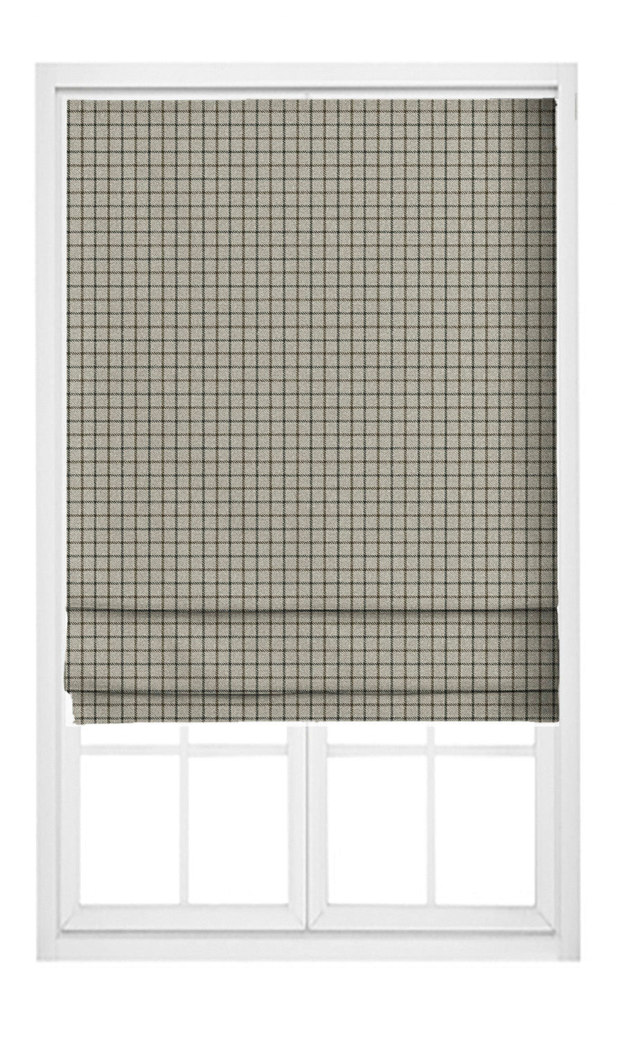 Tattersall Check Velvet Pinch Pleat, Rod Pocket, Eyelet Curtains (Beige/ Dark Brown)