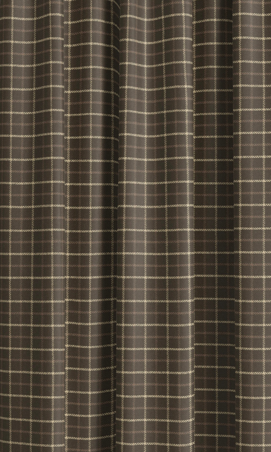 Tattersall Check Velvet Curtain Panels (Chocolate Brown/ Beige) Extra Long Short Wide
