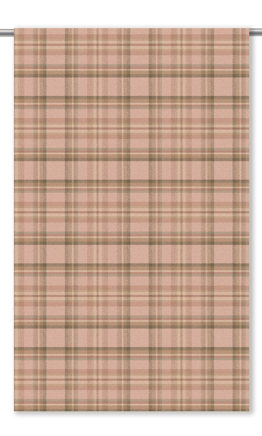 Tweed Plaid Velvet Window Curtains (Pale Pink/ Olive Green)