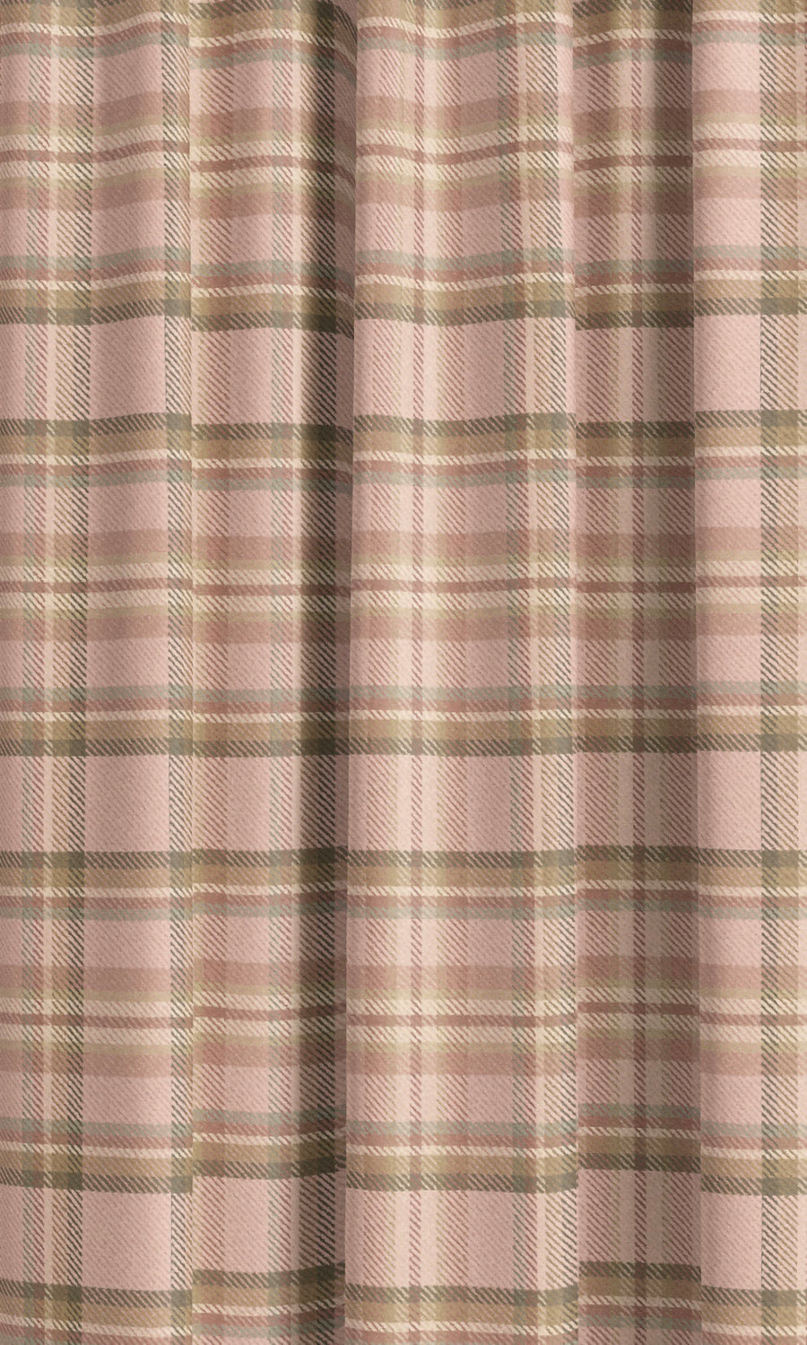 Tweed Plaid Velvet Window Curtains (Pale Pink/ Olive Green) Extra Long Short Wide