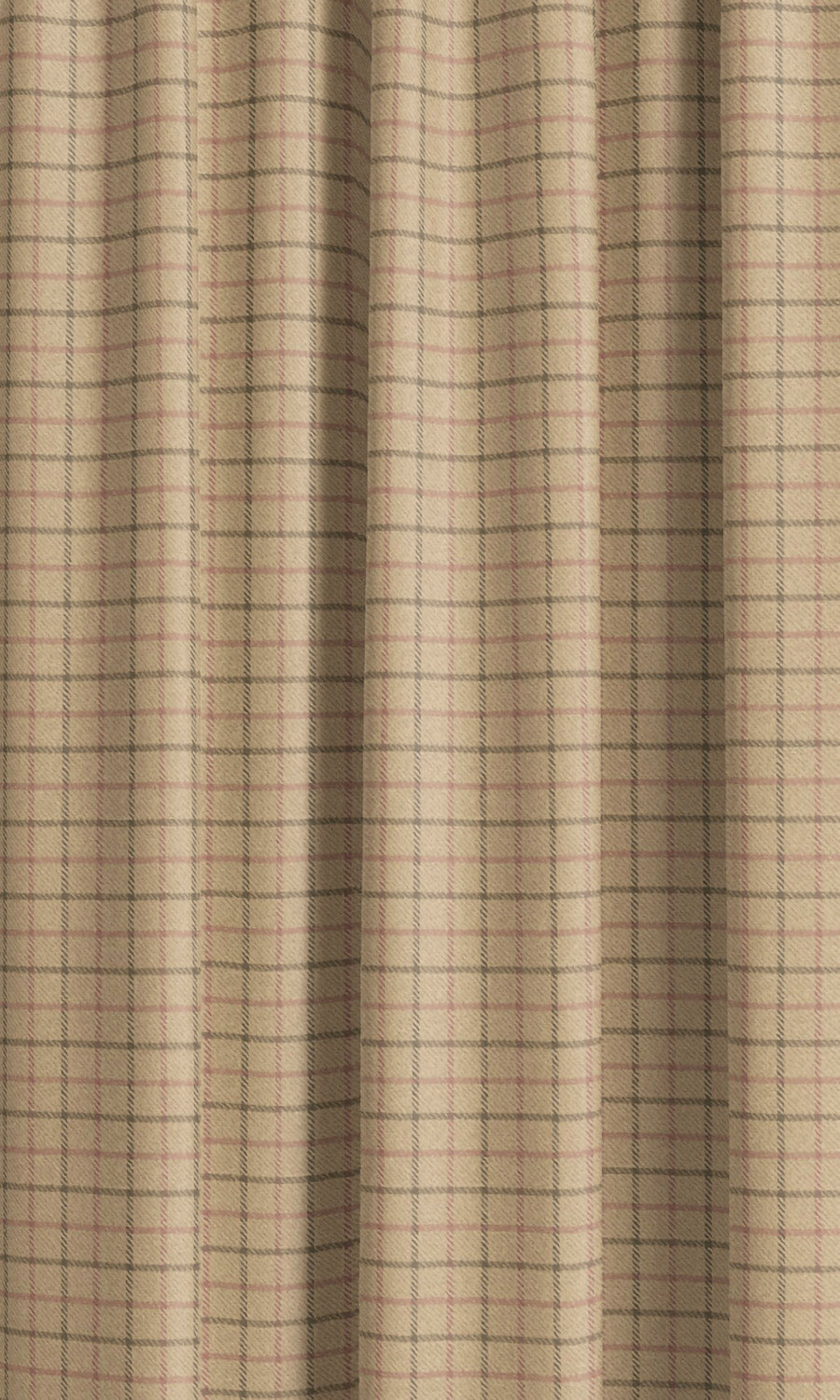 Tattersall Check Velvet Window Curtains (Biscotti Beige/ Olive Brown/ Rose Pink) Extra Long Short Wide