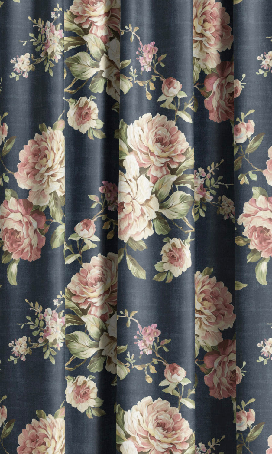 Floral Velvet Shades (Deep Blue/ Blush Pink/ Pale Green) Extra Long Short Wide