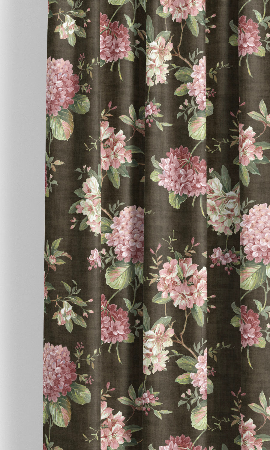 Floral Velvet Drapes for Living, Bedroom, Kitchen, Bathroom (Coffee Brown/ Blush Pink/ Pale Green)