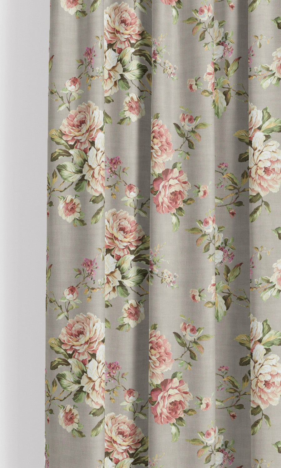 Floral Velvet Window Curtains for Living, Bedroom, Kitchen, Bathroom (Soft Gray/ Blush Pink/ Pale Green)