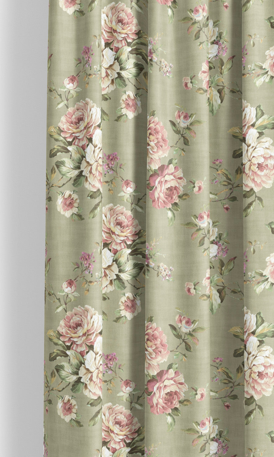 Floral Velvet Roman Blinds (Soft Greige/ Blush Pink/ Pale Green) for Living, Bedroom, Kitchen, Bathroom