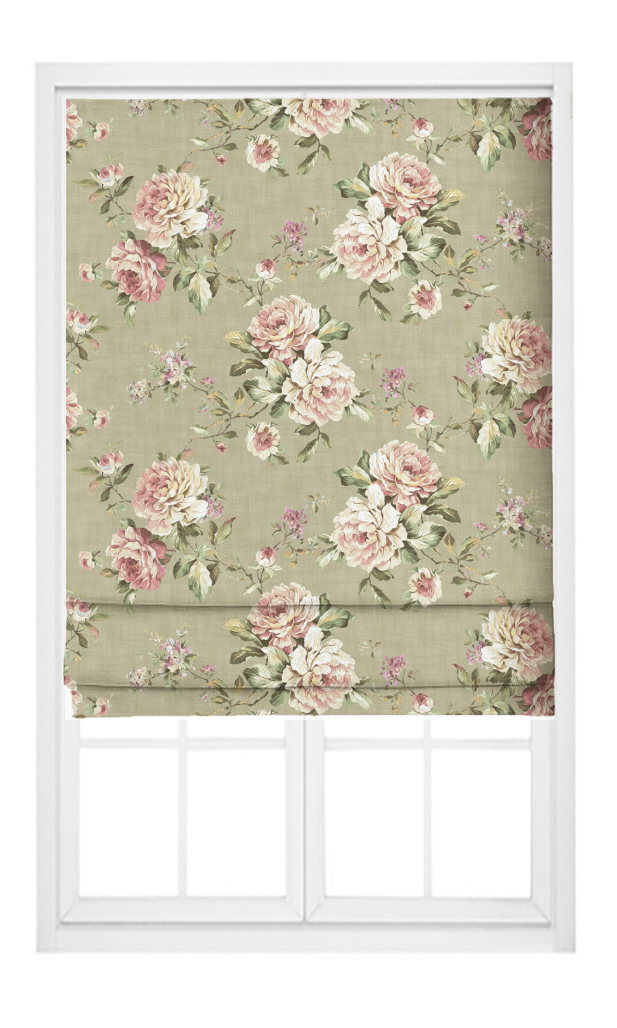 Floral Velvet Flat, Plain, Fake, Faux, European Relaxed Roman Shades (Soft Greige/ Blush Pink/ Pale Green)