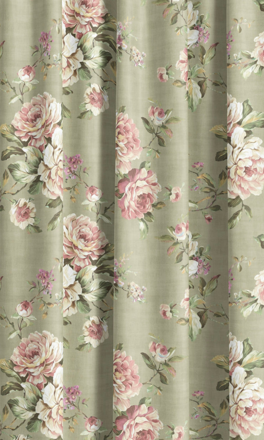 Floral Velvet Roman Blinds (Soft Greige/ Blush Pink/ Pale Green) Extra Long Short Wide