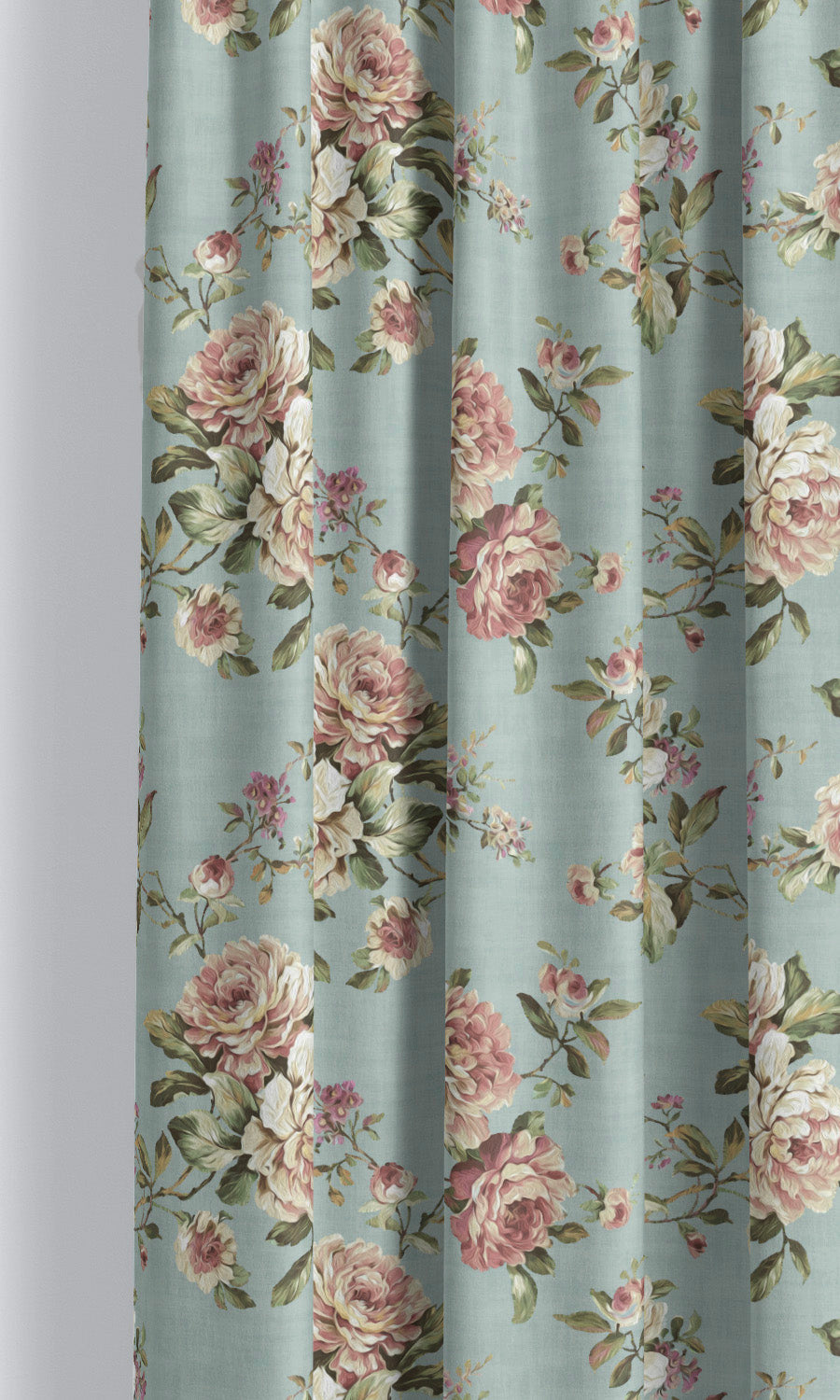 Floral Velvet Window Curtains for Living, Bedroom, Kitchen, Bathroom (Powder Blue/ Blush Pink/ Pale Green)