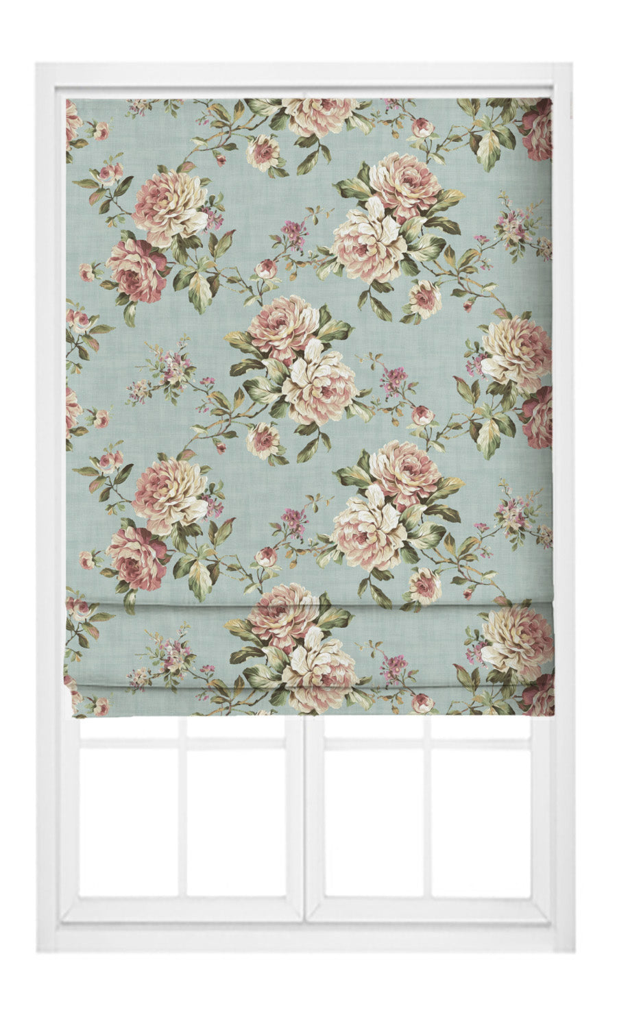 Floral Velvet Flat, Plain, Fake, Faux, European Relaxed Roman Shades (Powder Blue/ Blush Pink/ Pale Green)